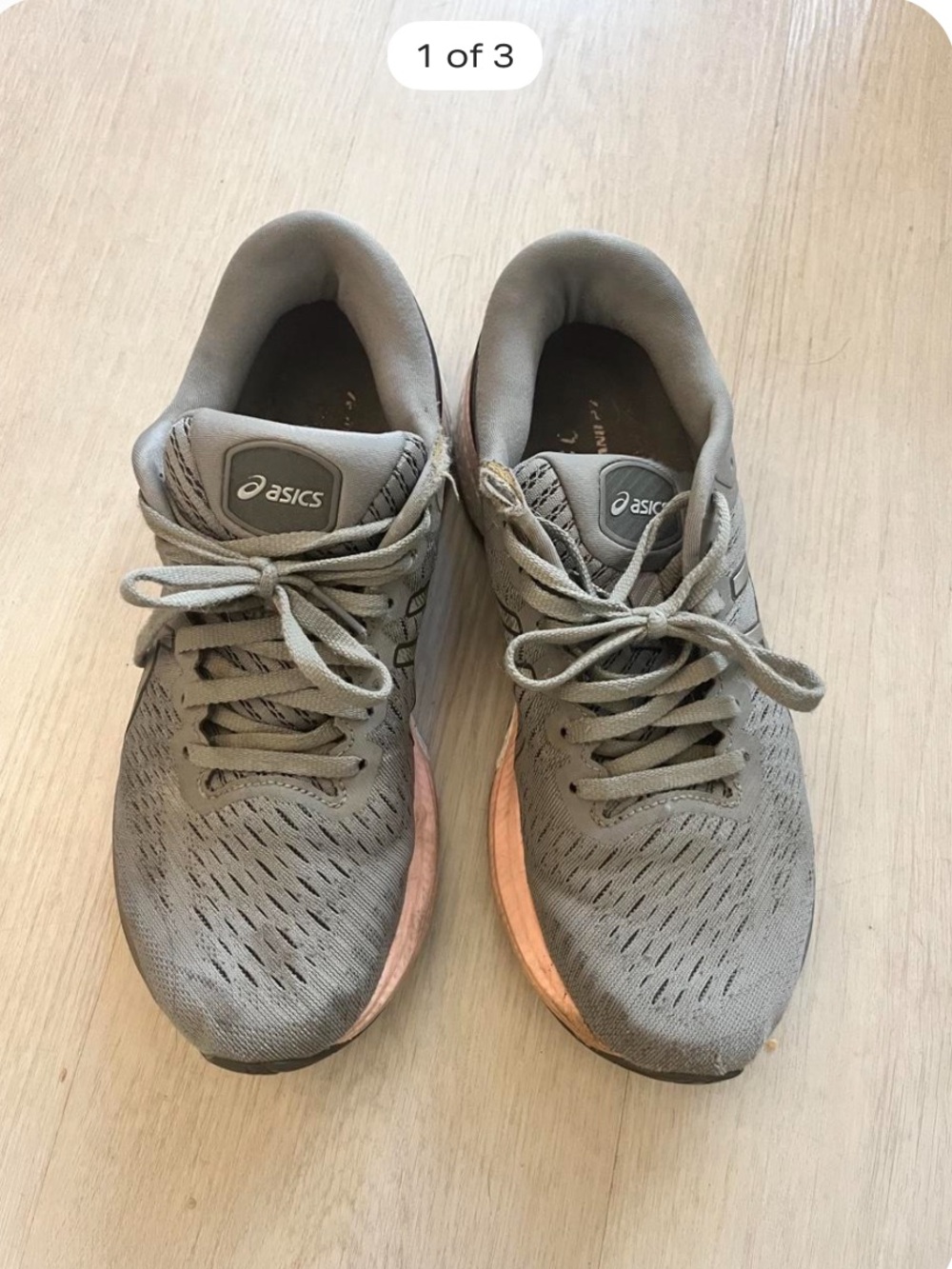 ASICS Women's 8.5 WIDE Gray Athletic Sneakers with Pink Midsole